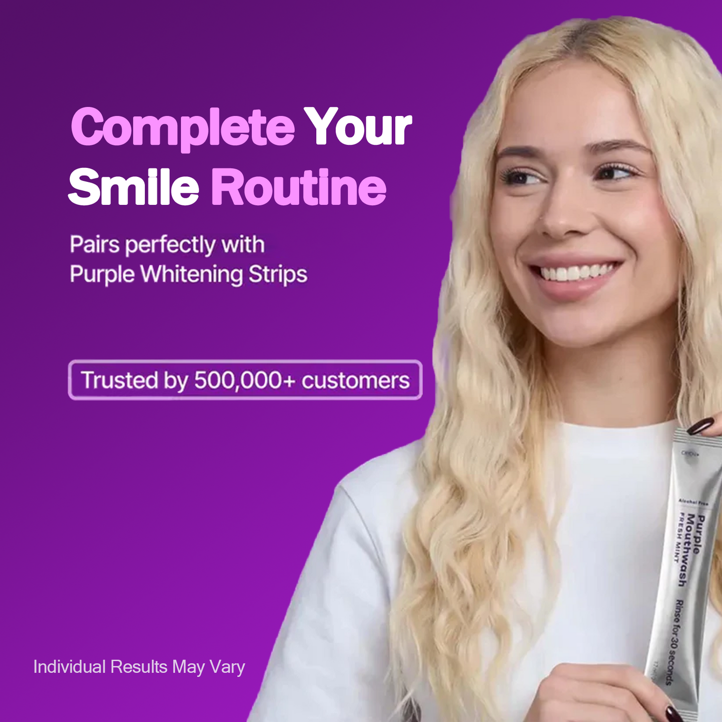 Purple Mouthwash Purple colour correction that neutralises yellow tones in 30 seconds. 20 single-use sachets.